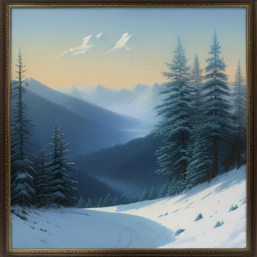 Winter Landscape Painting in Aivazovsky Style