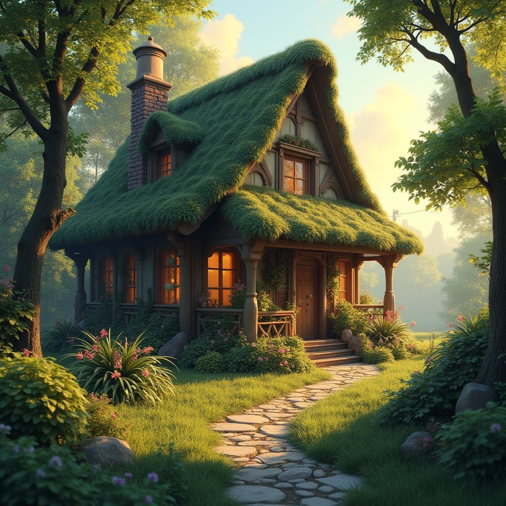 Mystical Village Cottage in Whimsical Style