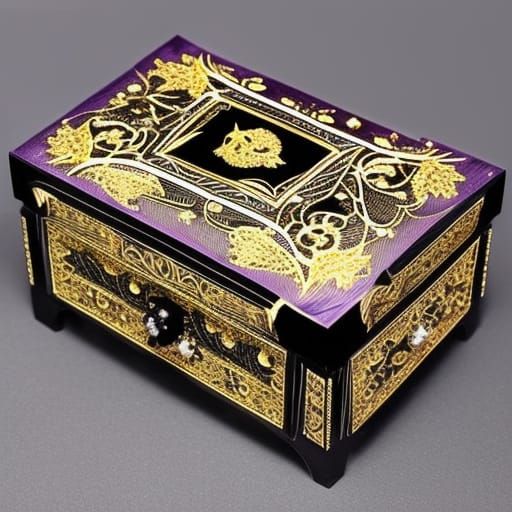 Beautiful Black& purple Gothic jewelry box with beautiful designs on it& Beautiful craftsmanship