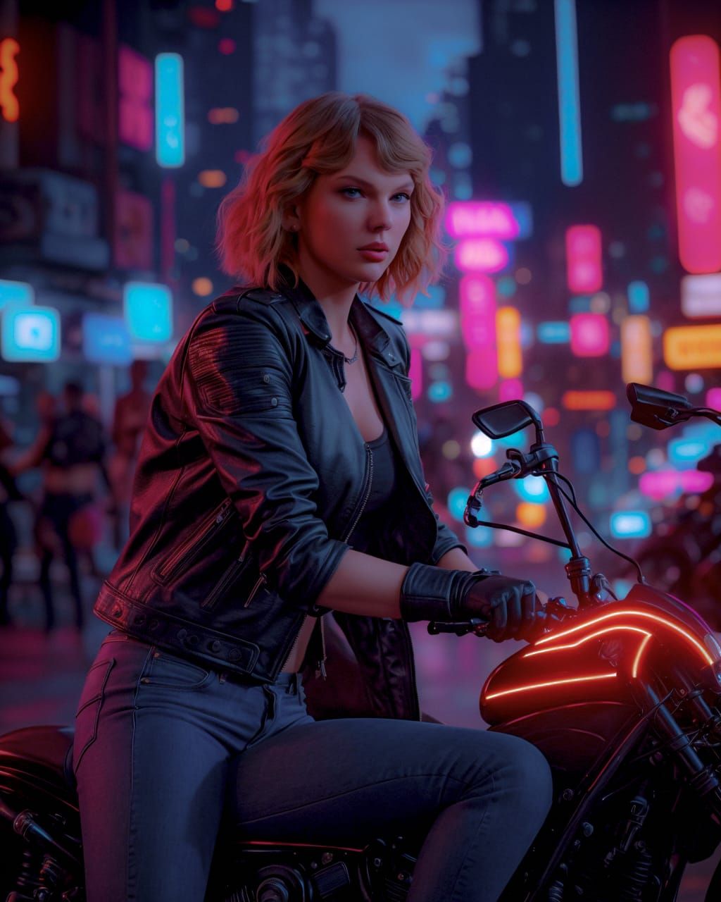 Taylor as a Cyberpunk Biker Girl 🏍️