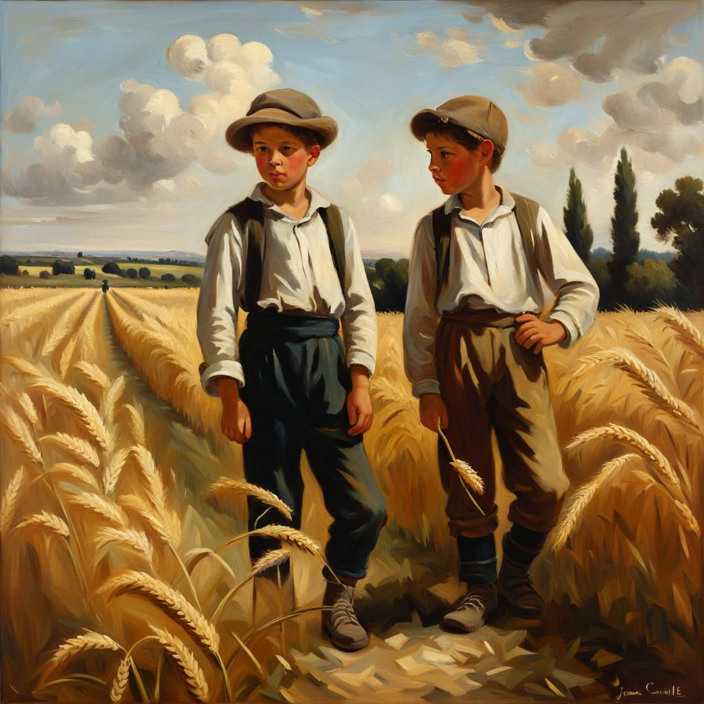 Boys in wheatfield - AI Generated Artwork - NightCafe Creator