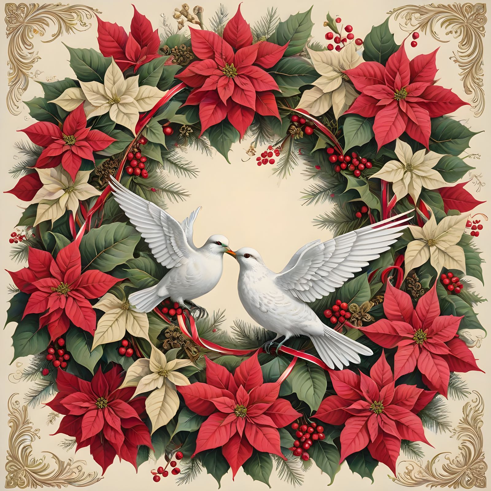 Vintage Wreath with Loving Doves 🕊️ ...  by @Melanie Rhoades 