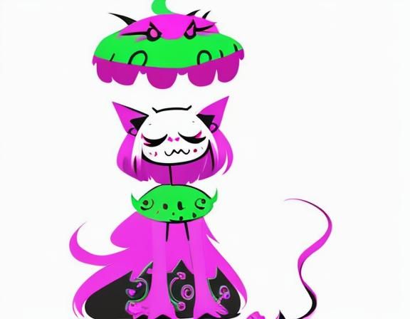 demon character(cute art style)(character design)(whole body...