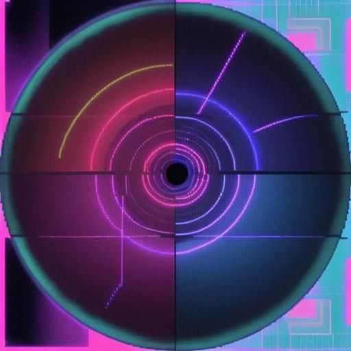 Vapourwave and neon lights on 8-bit resolution distant plane...