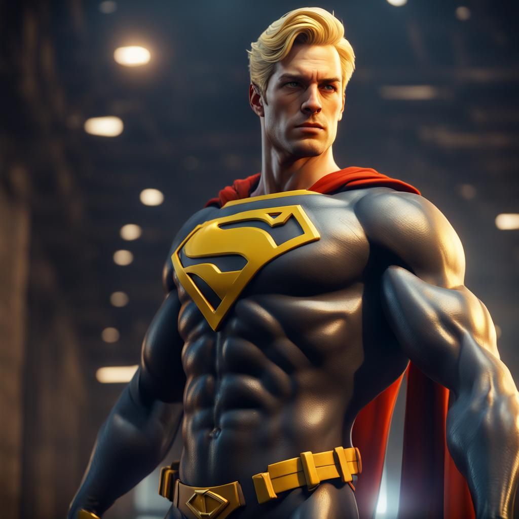 create a hero with a uniform similar to Superman's, but with...