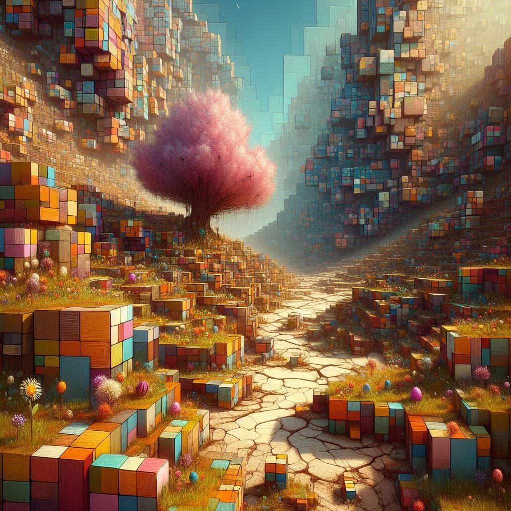 square patches in a overlappin' pixelated abstract easterly ...