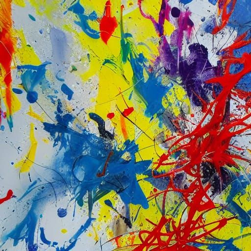Vibrant Hand with Splattered Paintbrush in Close-Up