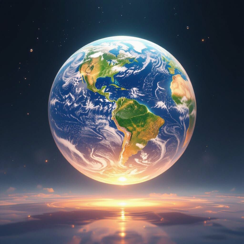 Translucent Earth as Soap Bubble in Space