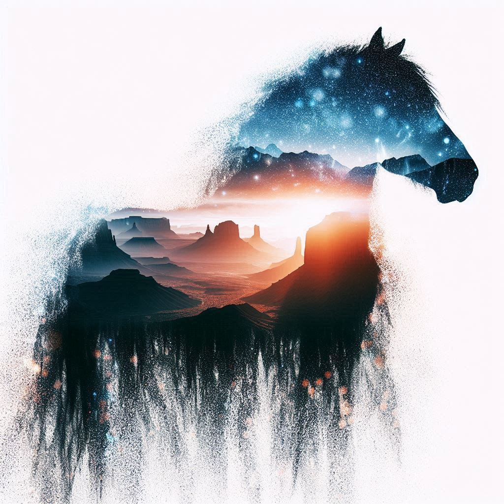 double exposure beautiful fantasy portrait landscape..