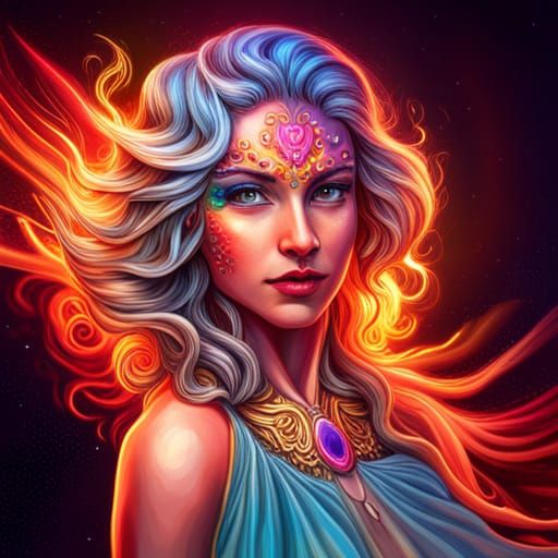 Fire Fairy Hyperrealistic Splash Art Concept Art Mid Shot Intricately Detailed Color Depth