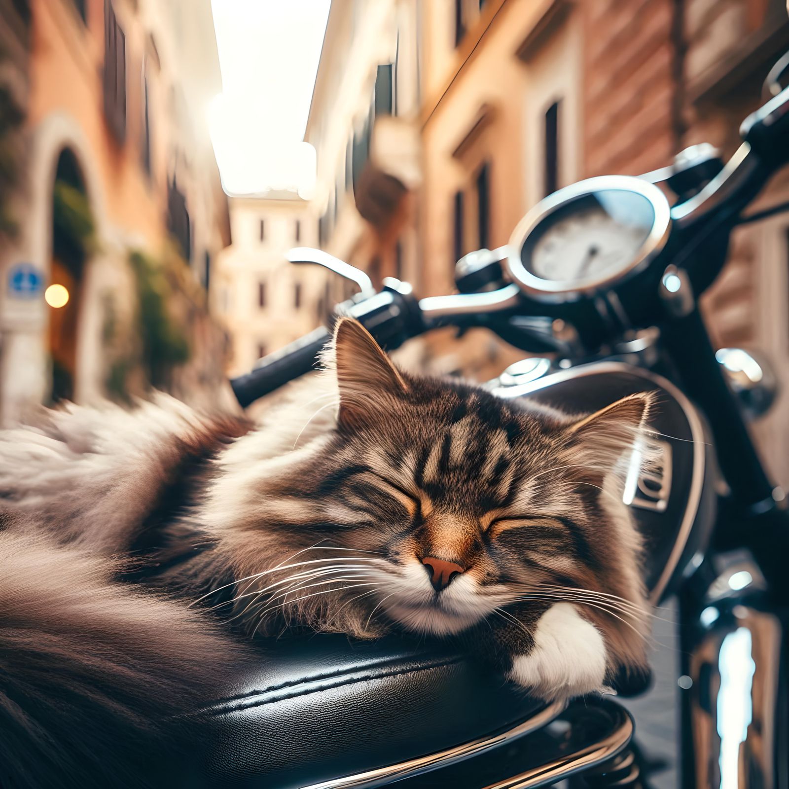 Cat on the motorbike!