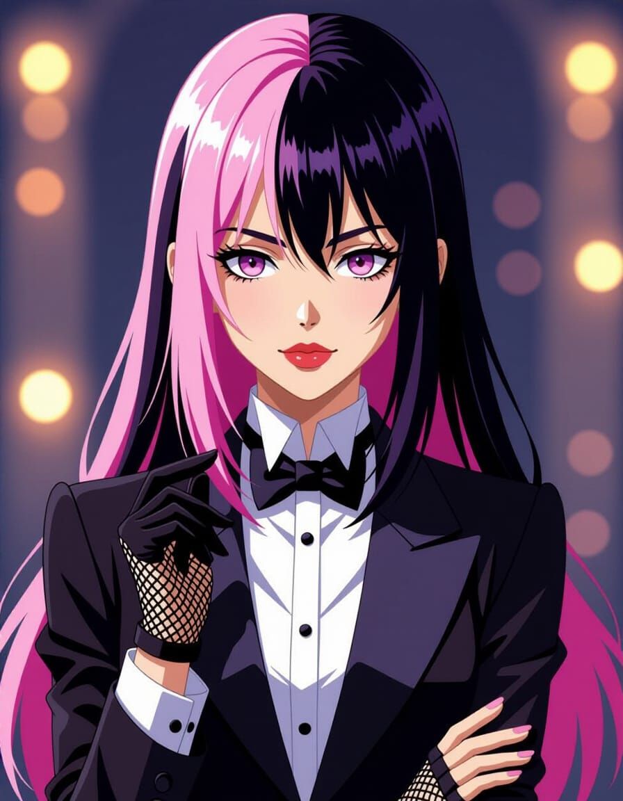 Emo Goth Jedi Emily in Vibrant Anime Style