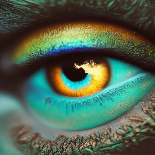 A close up picture of a blue and green eye