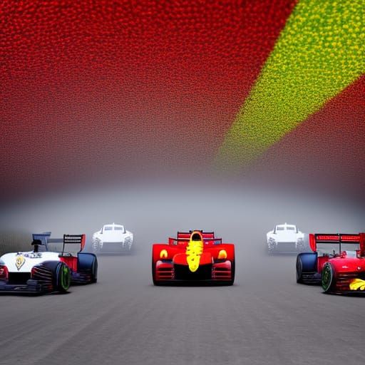 Racer cars red Ferrari, Mercedes, red bull team, colourful flowers ...