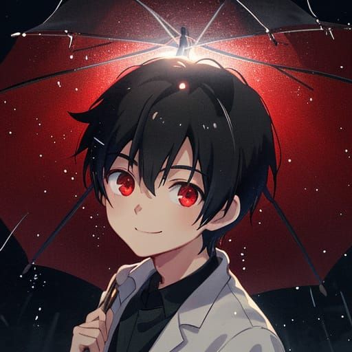 Makoto Shinkai Inspired Anime Boy with Red Eyes