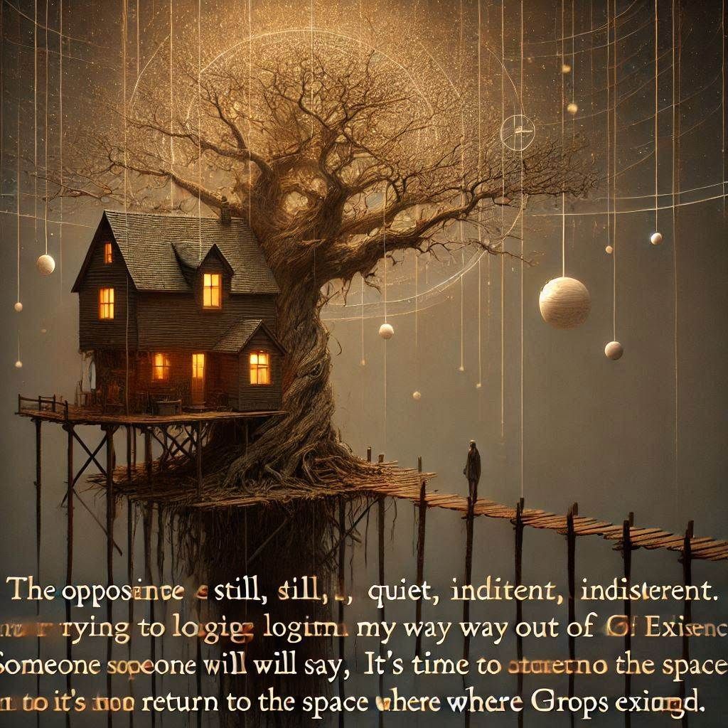 The tree stands still, quiet, indifferent. The house sways o...