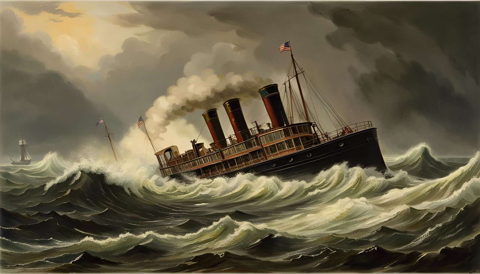 Tramp Steamer in storm AI Generated Artwork NightCafe Creator