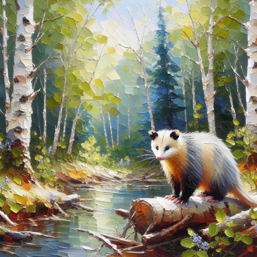 Opossum in Open Woodland Setting ๐พ