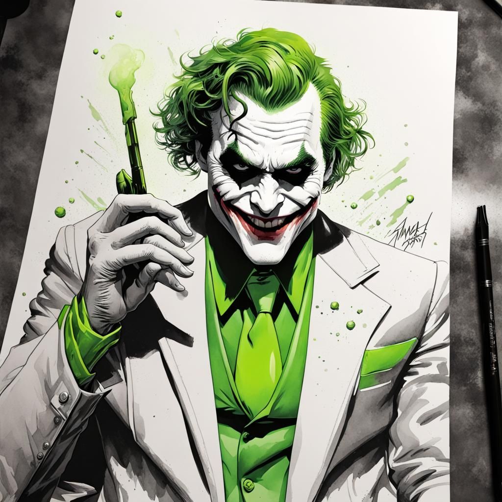 The Joker in Neon Green - AI Generated Artwork - NightCafe Creator