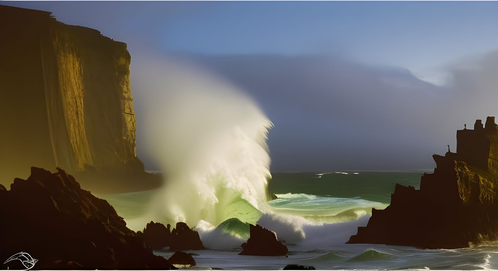 The Surf Breaks Against the Rocks at Dawn