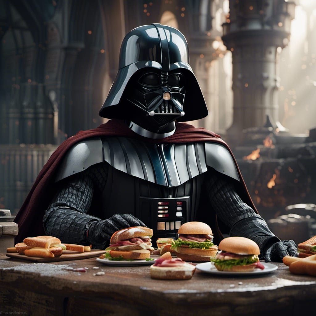 Darth Vader with a sandwich - AI Generated Artwork - NightCafe Creator