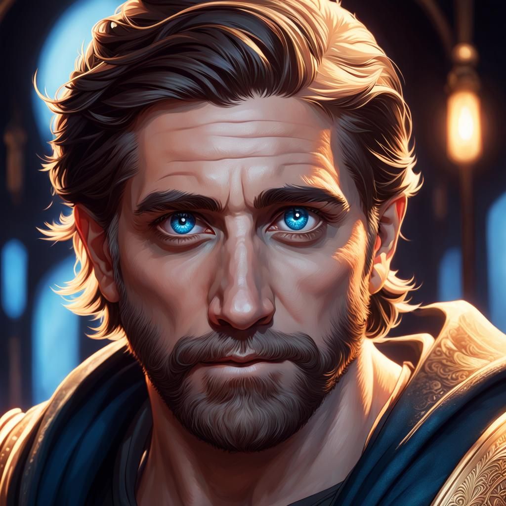 Jake Gyllenhaal blue eyes - AI Generated Artwork - NightCafe Creator