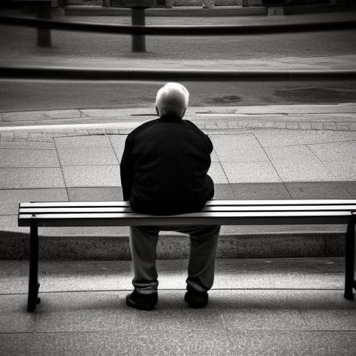 Old Man sitting on bench - AI Generated Artwork - NightCafe Creator