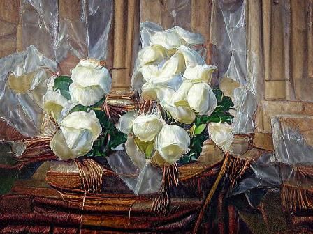 white roses woven by love