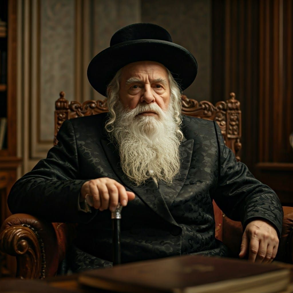 Ultra-Orthodox Rabbi with Streimel and Black Suit