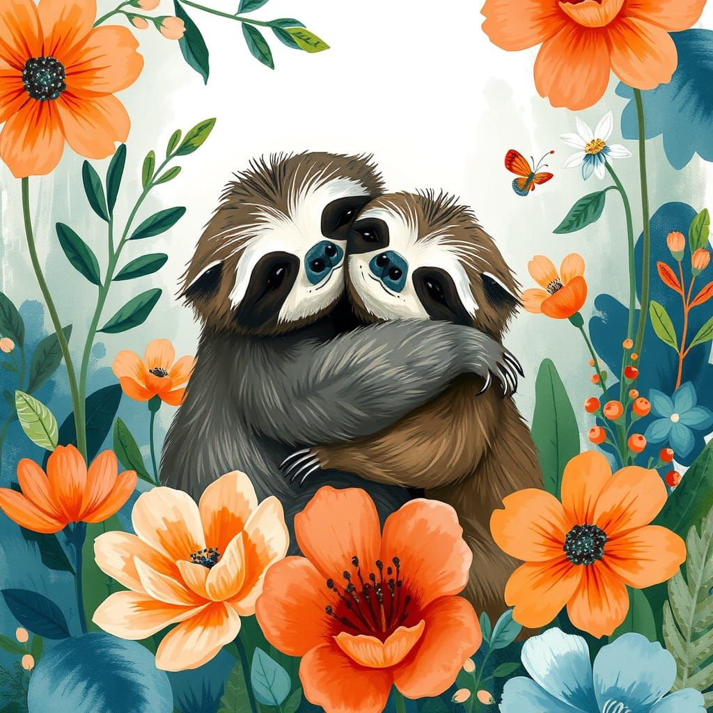  Cute Sloth Couple  by @Mary