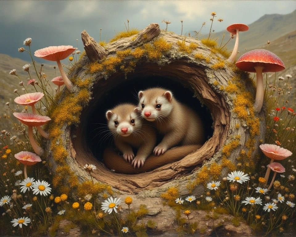 Stoat pair in the Heathlands, by Robert Bateman and Archibal...
