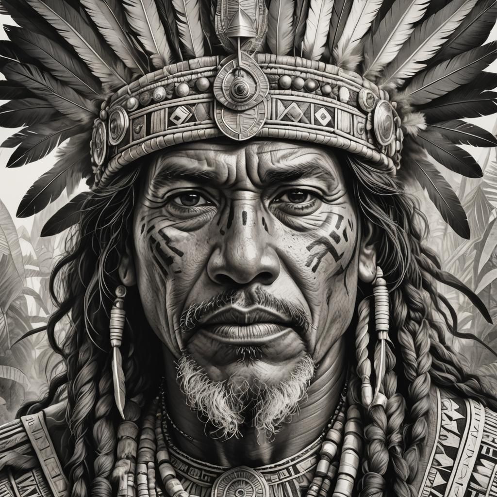Pablo Presbere 1700 indigenous king of Talamanca close Up portrait hyperdetailed 8k resolution pencil ...  by @Pep