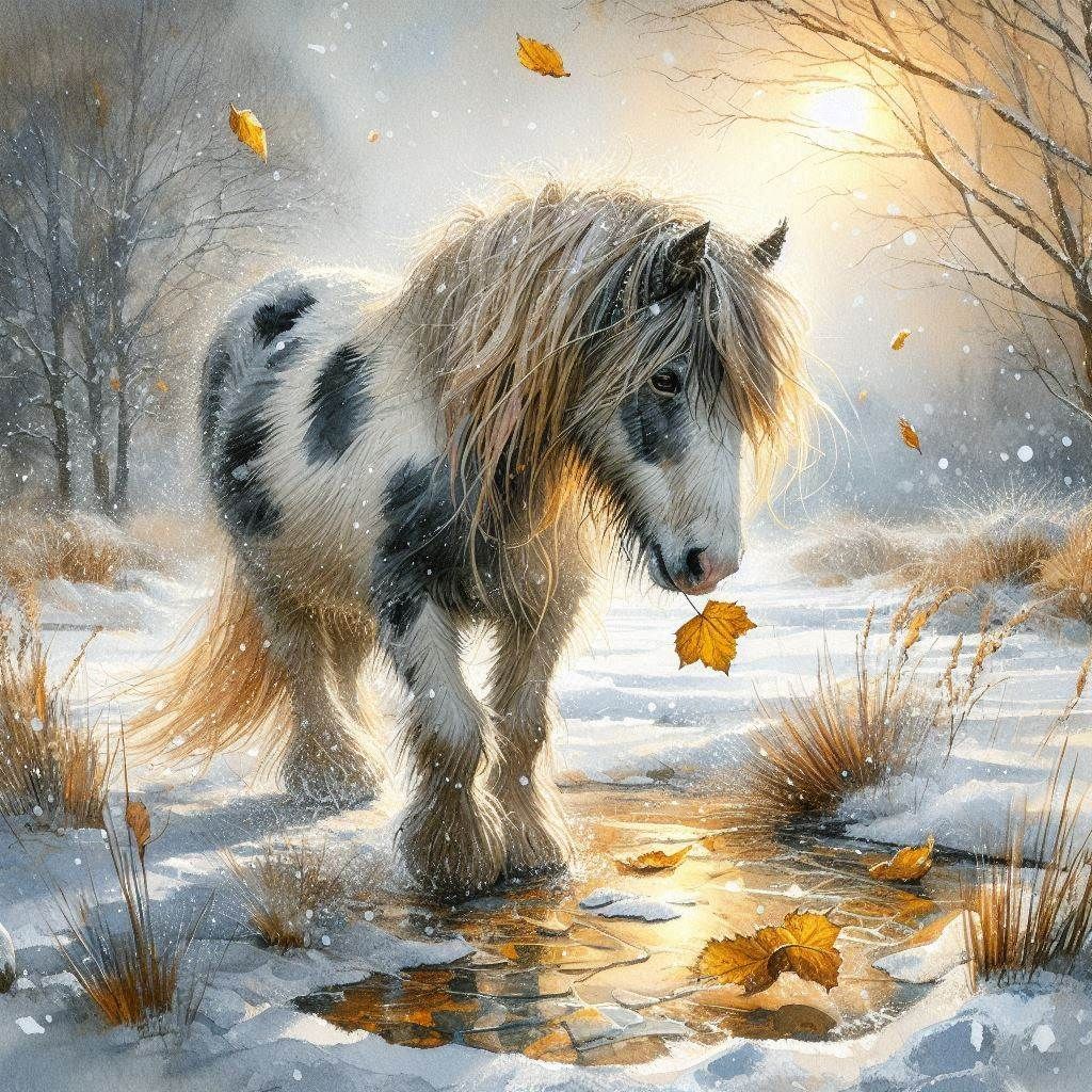 Beautiful Dapple horse in winter sunshine