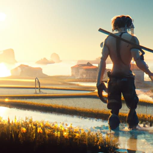 Working the rice fields at sunrise