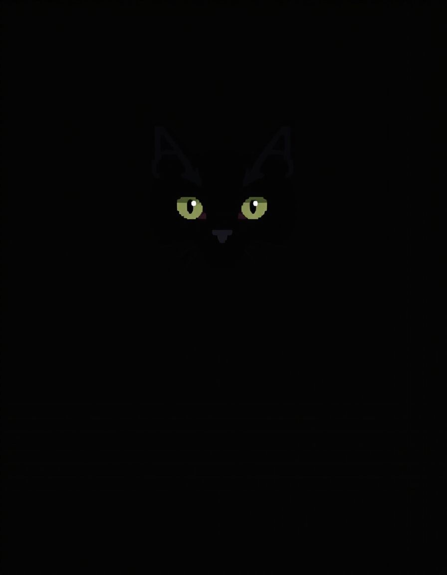 Black cat on black background