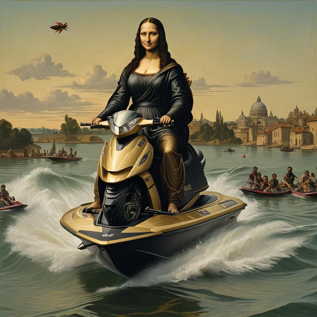 Mona Lisa on a Jetski