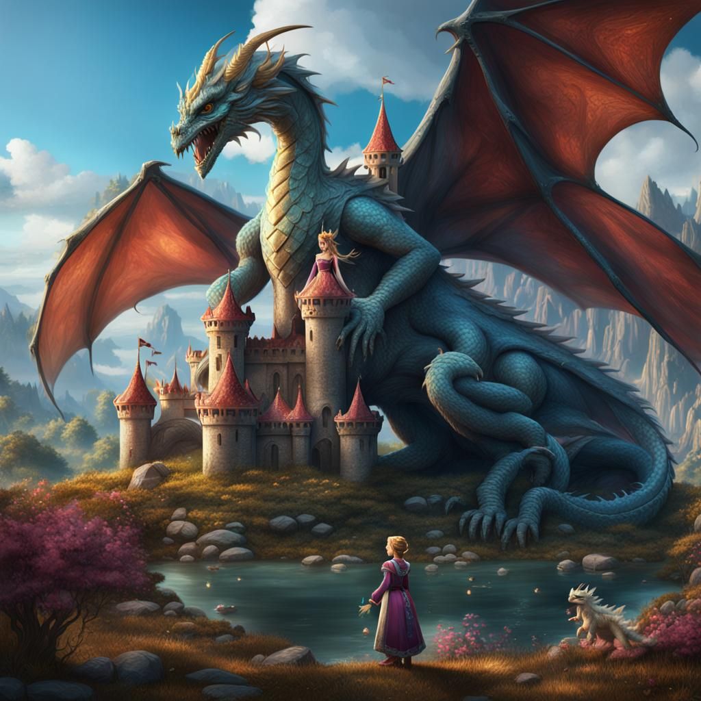 Beautiful Princess and baby dragon