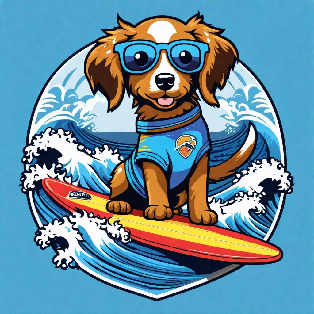 Surfing Dachshound