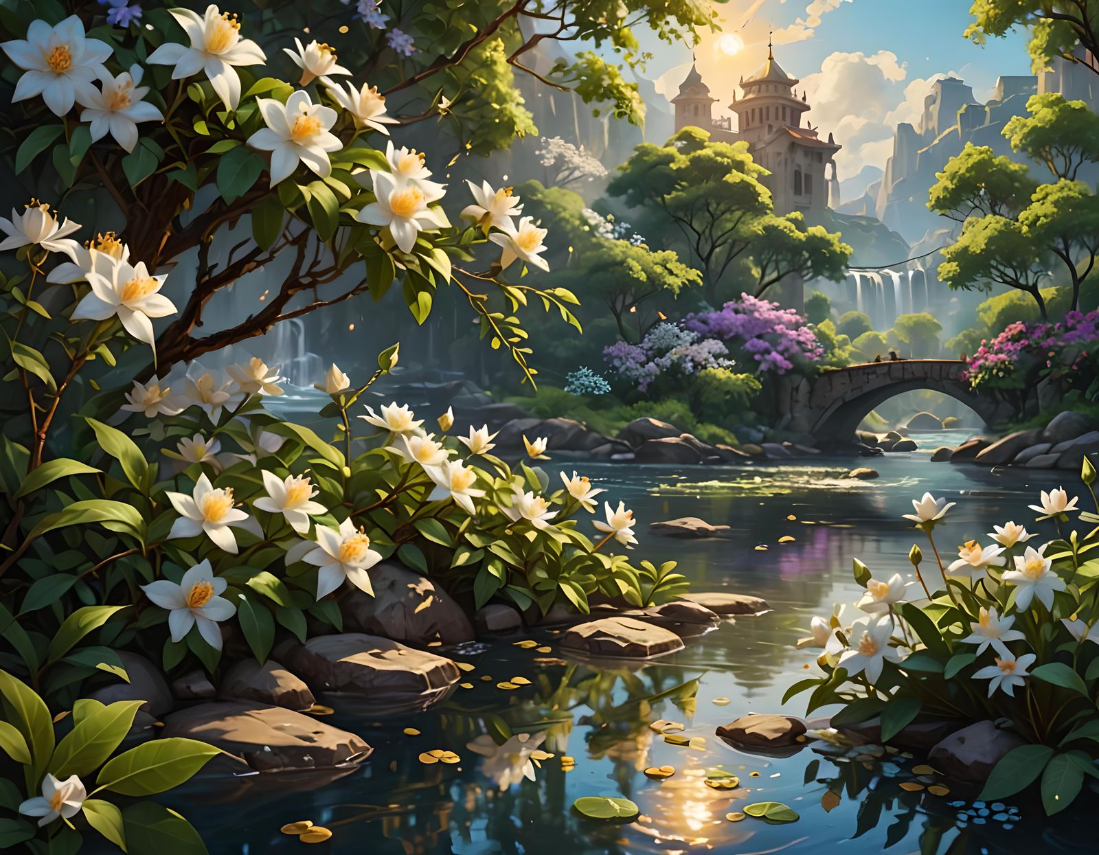 Jasmine blooms beautifully by the river