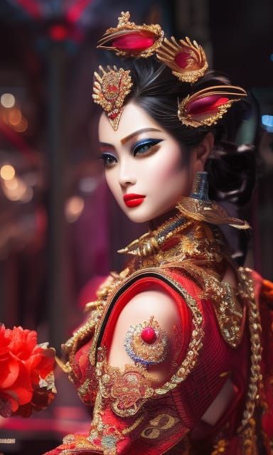 Elegant Nihon Buyo Dance in Baroque Art Style