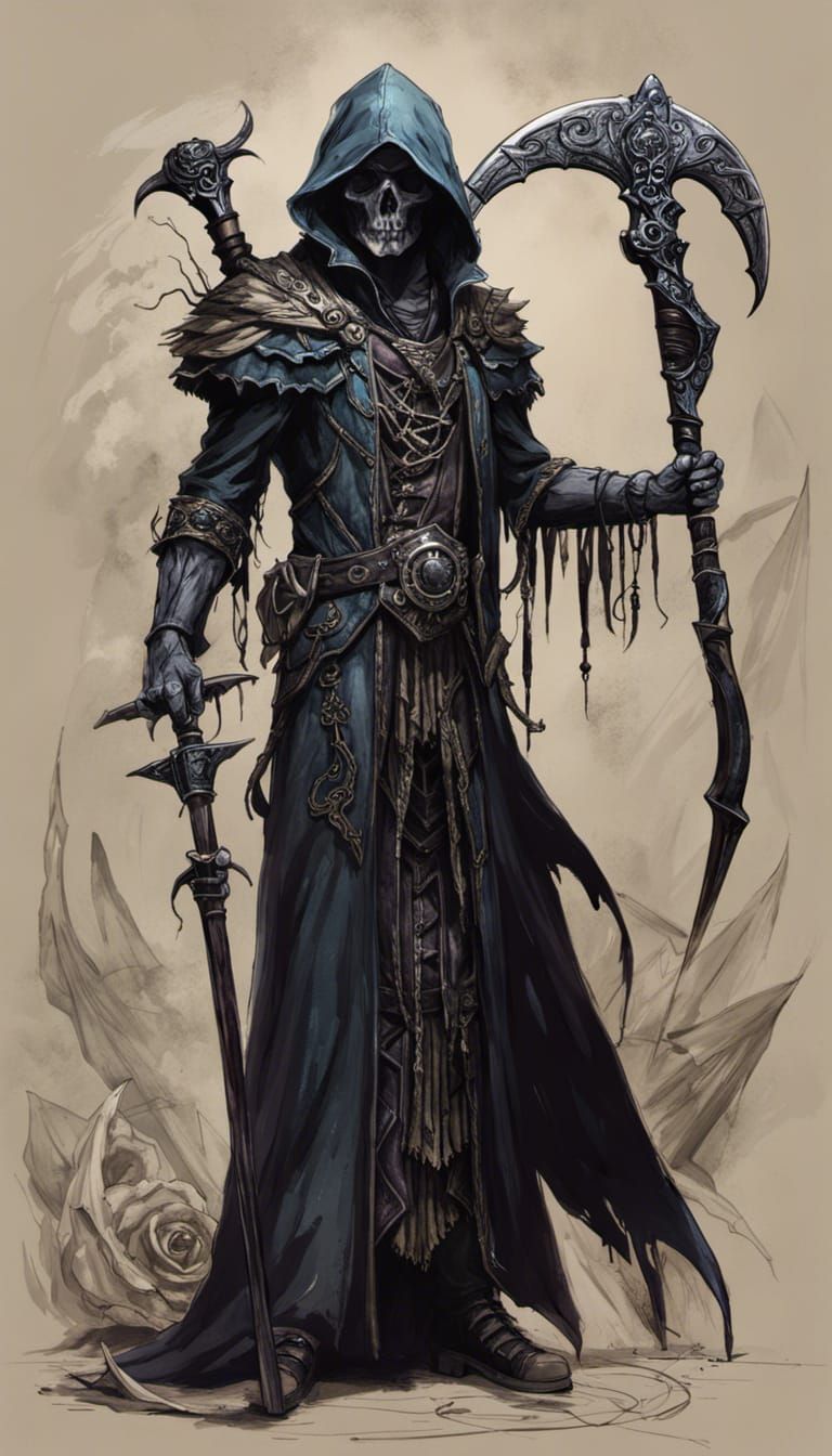 Necromancer with sword and scythe - AI Generated Artwork - NightCafe ...