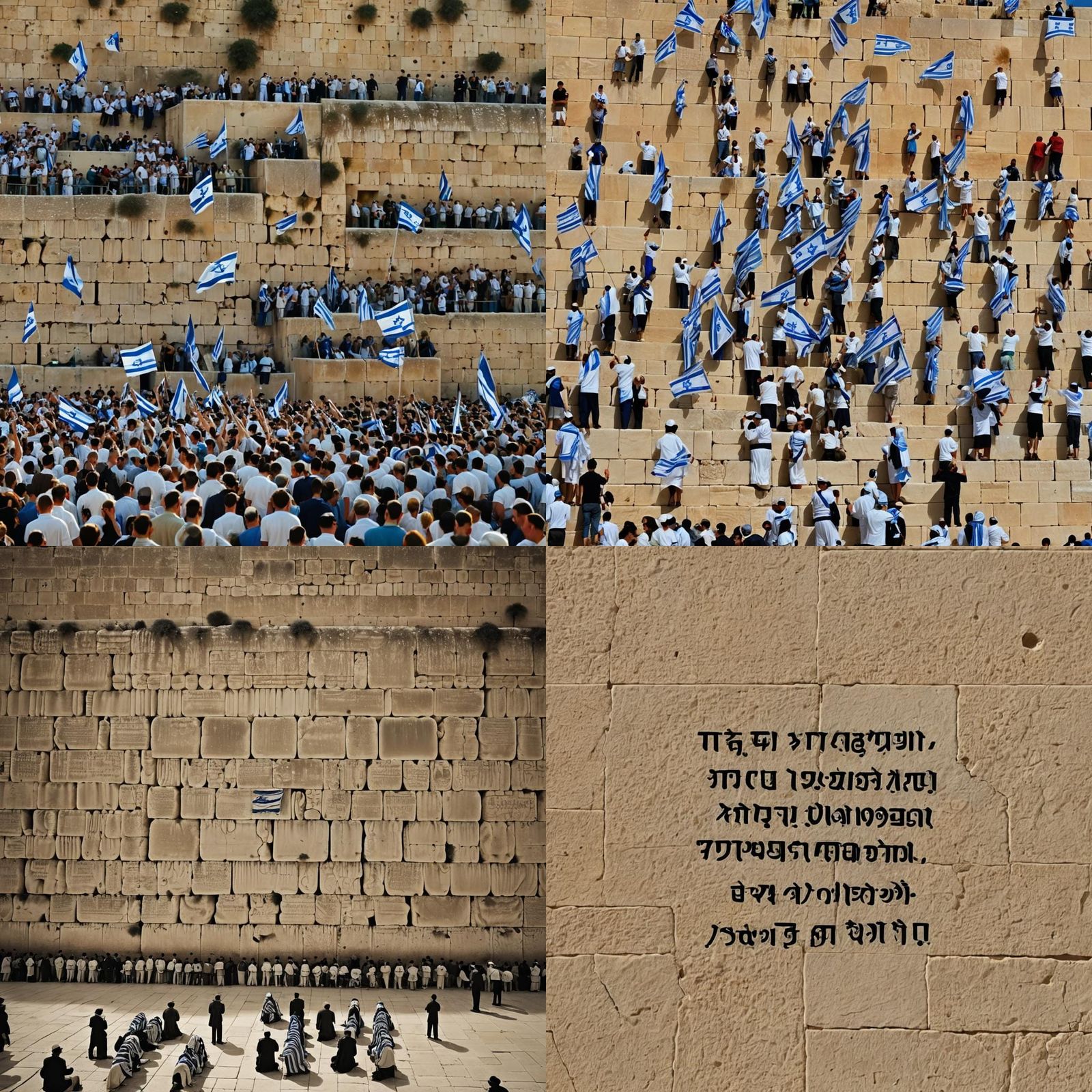 Western Wall on Independence Day with Israeli Flags