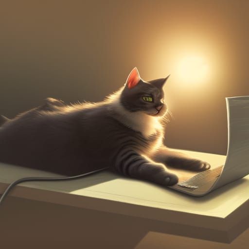 Cat with laptop - AI Generated Artwork - NightCafe Creator