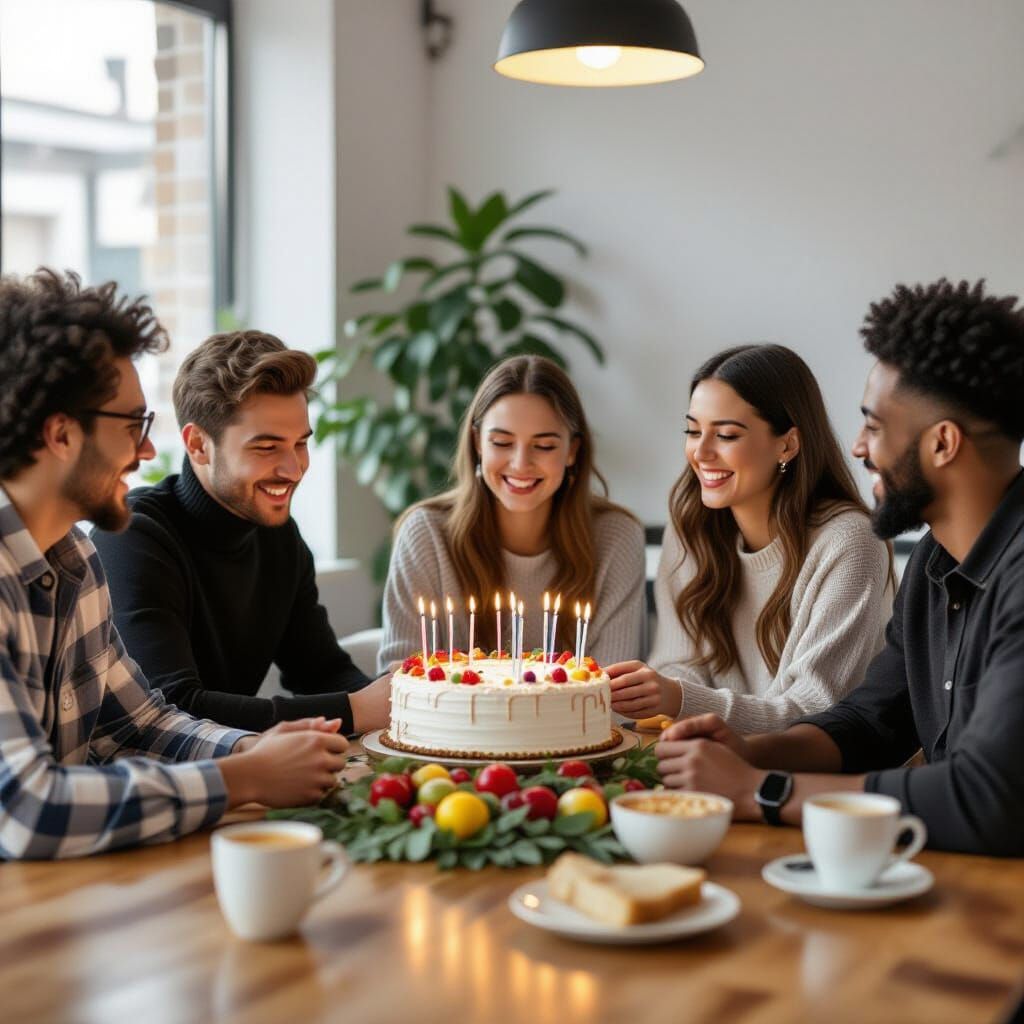 Joyful Birthday Celebration With Many Friends