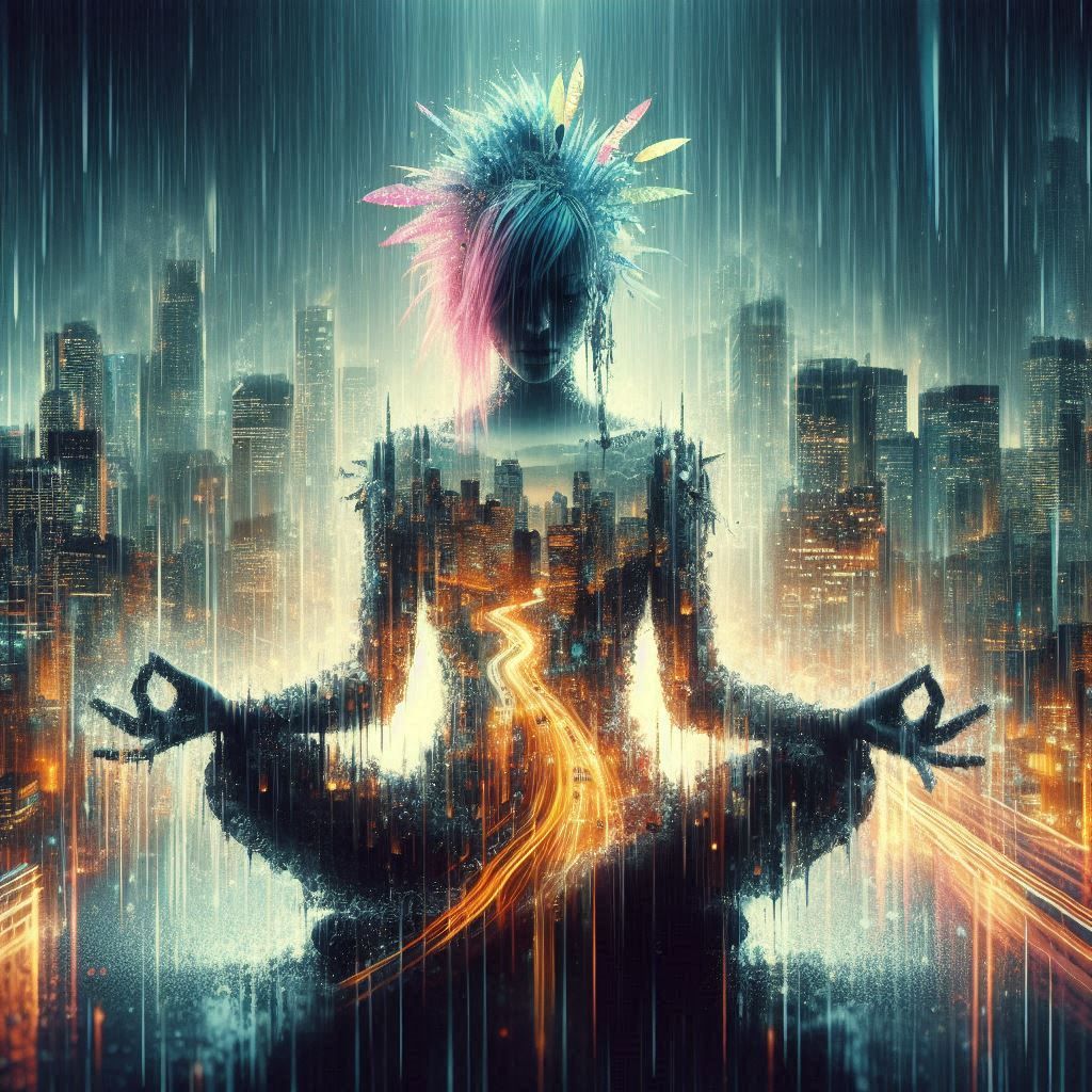 double exposure beautiful fantasy DALL-E 3 portrait landscap...