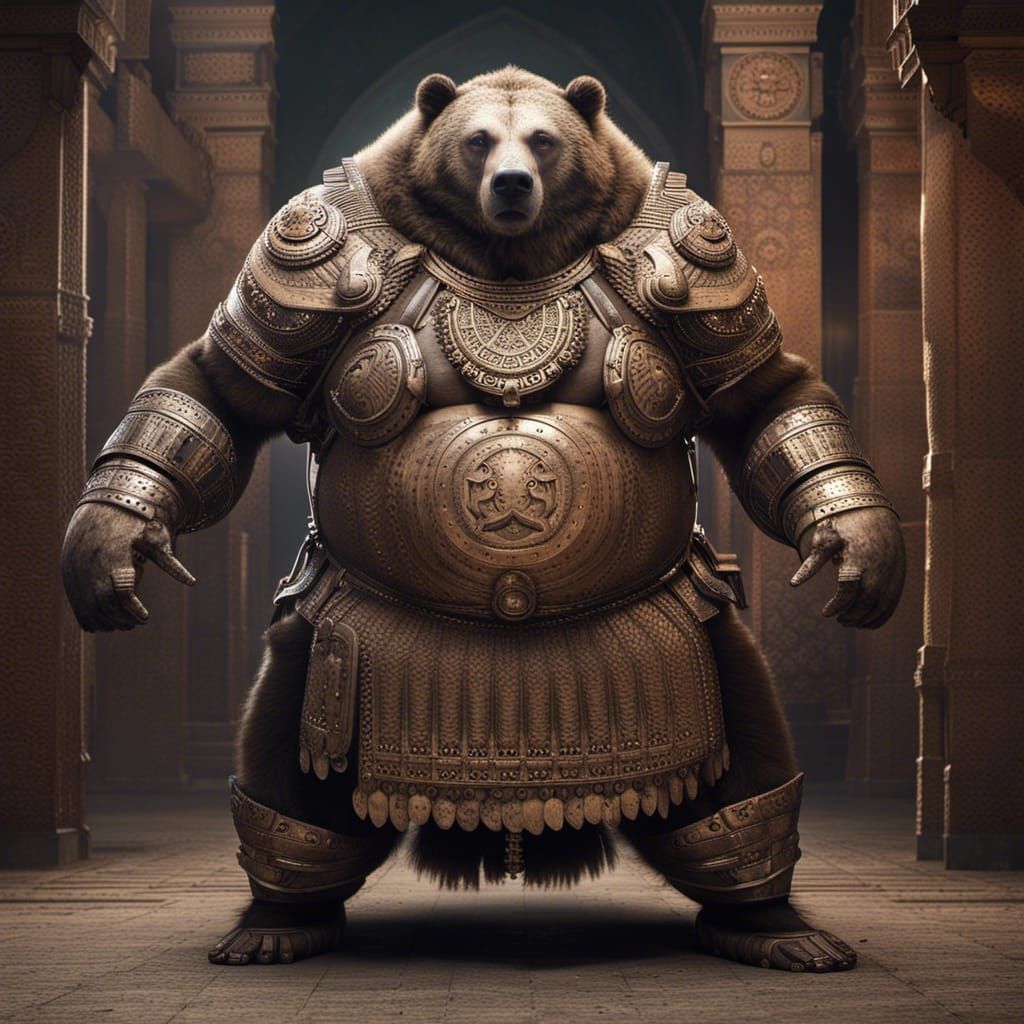 A Photograph portrait of a Badass armored Obese anthropomorphic Ancient ...