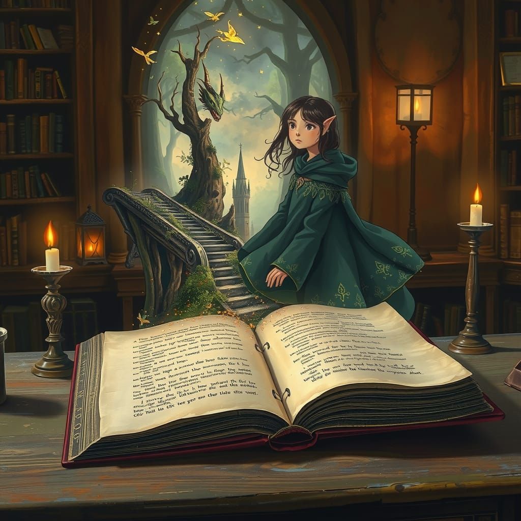 Whimsical Storybook Unfolds with Magical Creatures