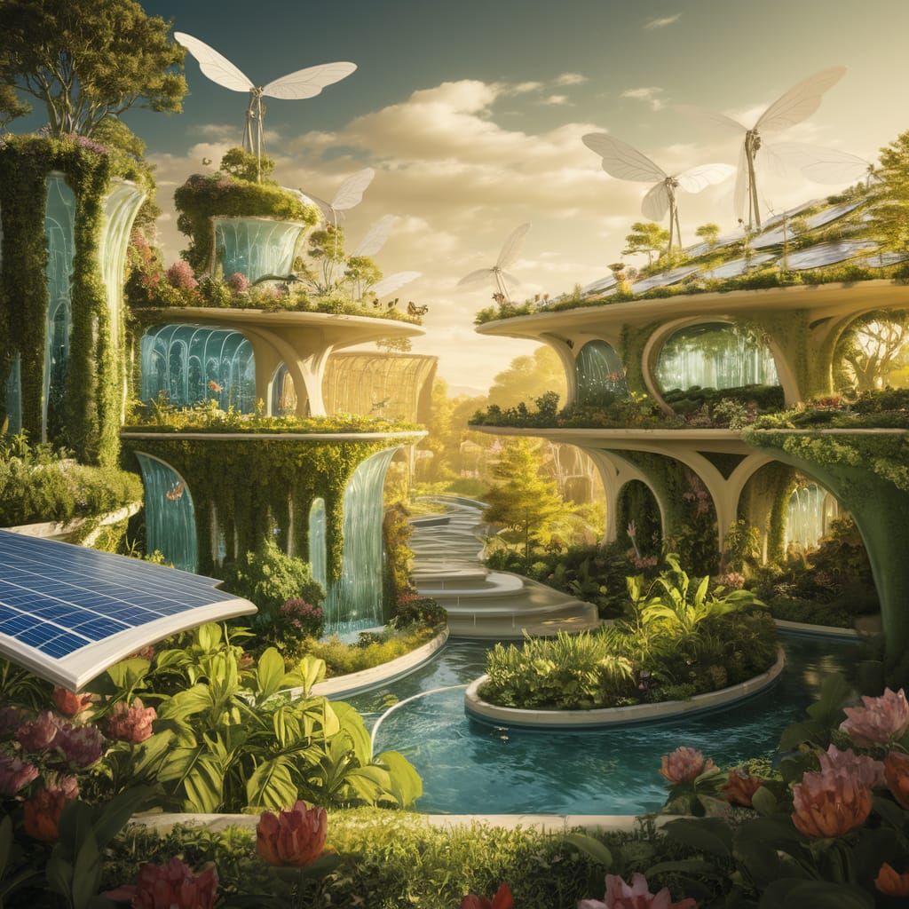 Solarpunk Haven: A Vision of Harmonious Living
Nestled within a vibrant, sun-drenched landscape lies ...  by @Nathalie