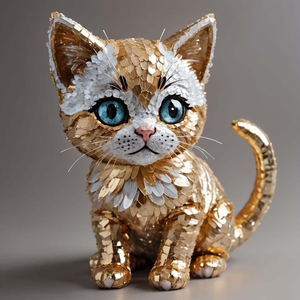 kitten made of entirely sequins  by @DiscoKittie