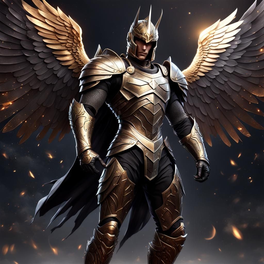 Full-body fantasy knight with perfect musculature, perfect y...